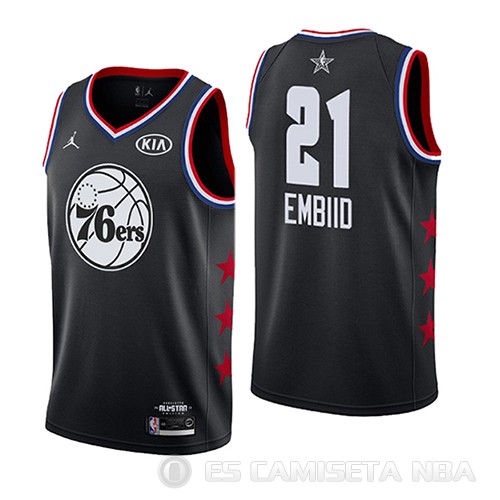 Camiseta Joel Embiid #21 All Star 2019 Philadelphia 76ers Negro - Haga un click en la imagen para cerrar